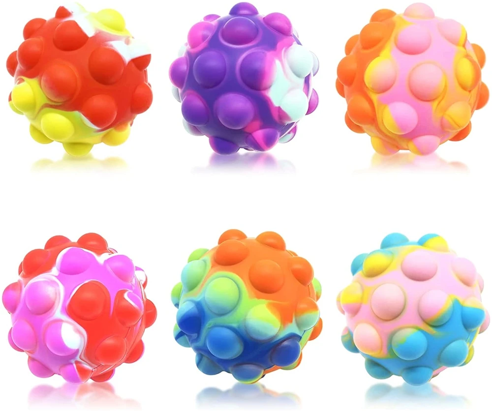 Autism Relief Anxiety Stress Toys Silicone Decompression Pops Sensory Bubble Toy Set Squeeze Pops Fidget Toy Balls