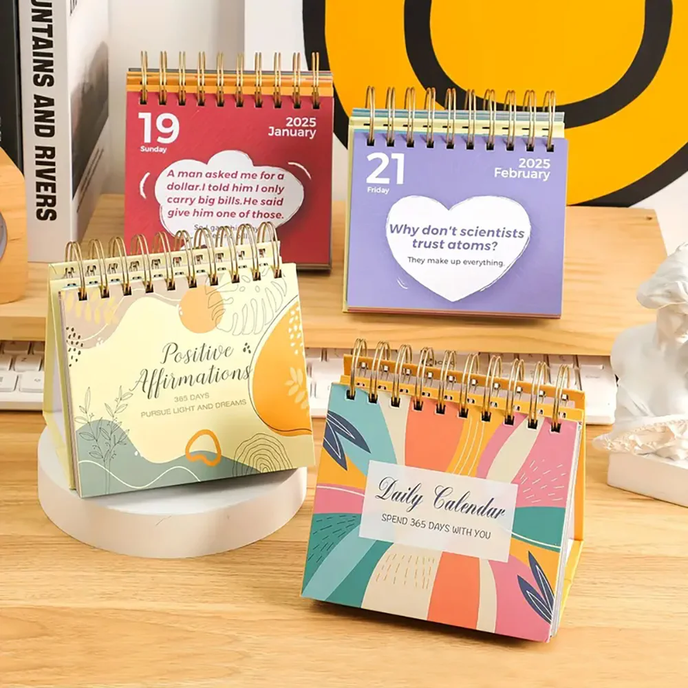 Factory Printing Wholesale Spiral Binding Paper Desktop Flip Calendar Monthly 365 Daily Office Table Calendar