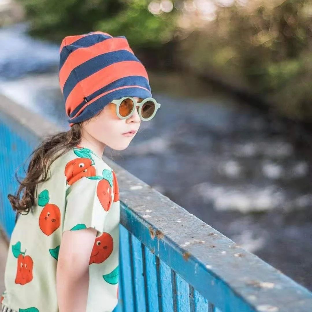 Children Kids blue Frame UV400 Lenses Trendy Baby Outdoor Sun Protection Family Style Fashion boys and girls round sunglasses