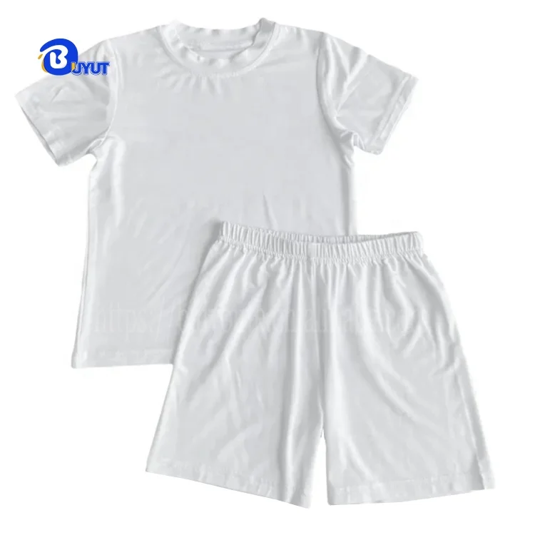US unisex kids Blank Sublimation tee and short in a set DTF silk screen printing LOGO children tshirts and pants clothing sets