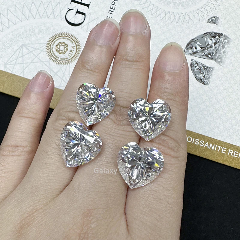 Wholesale Price 2.5*2.5mm to 10*10mm Heart Cut Polished DEF GH Loose Moissanite Diamond Stone for Jewelry Making