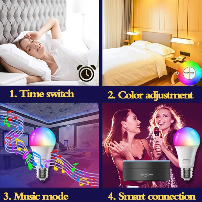 2023new Tuya Colour Remote Music Lamp Energy Saving 9W E27   Christmas Lights Night Blu  Wifi Rgb Smart Led Bulbs
