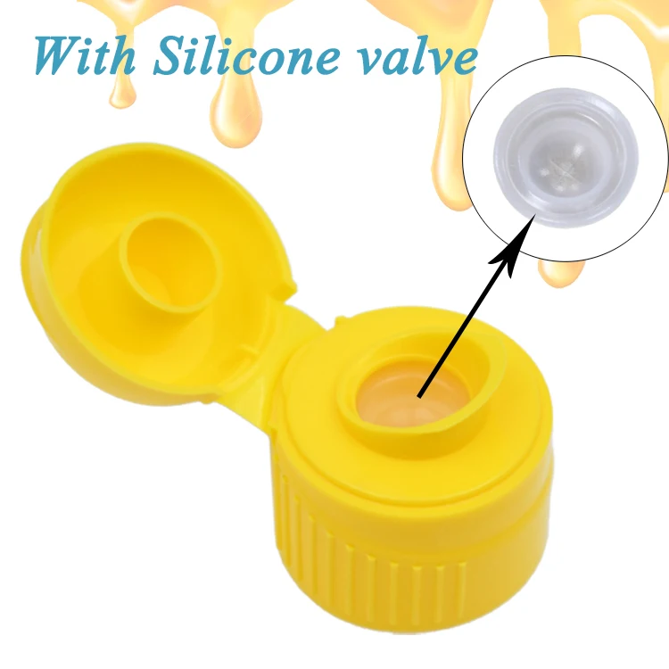 Custom Color 28/410 Flip Top Caps Lids with Pour spout with Silicone valve for liquid,Sauce,Wine,Honey and oil bottles