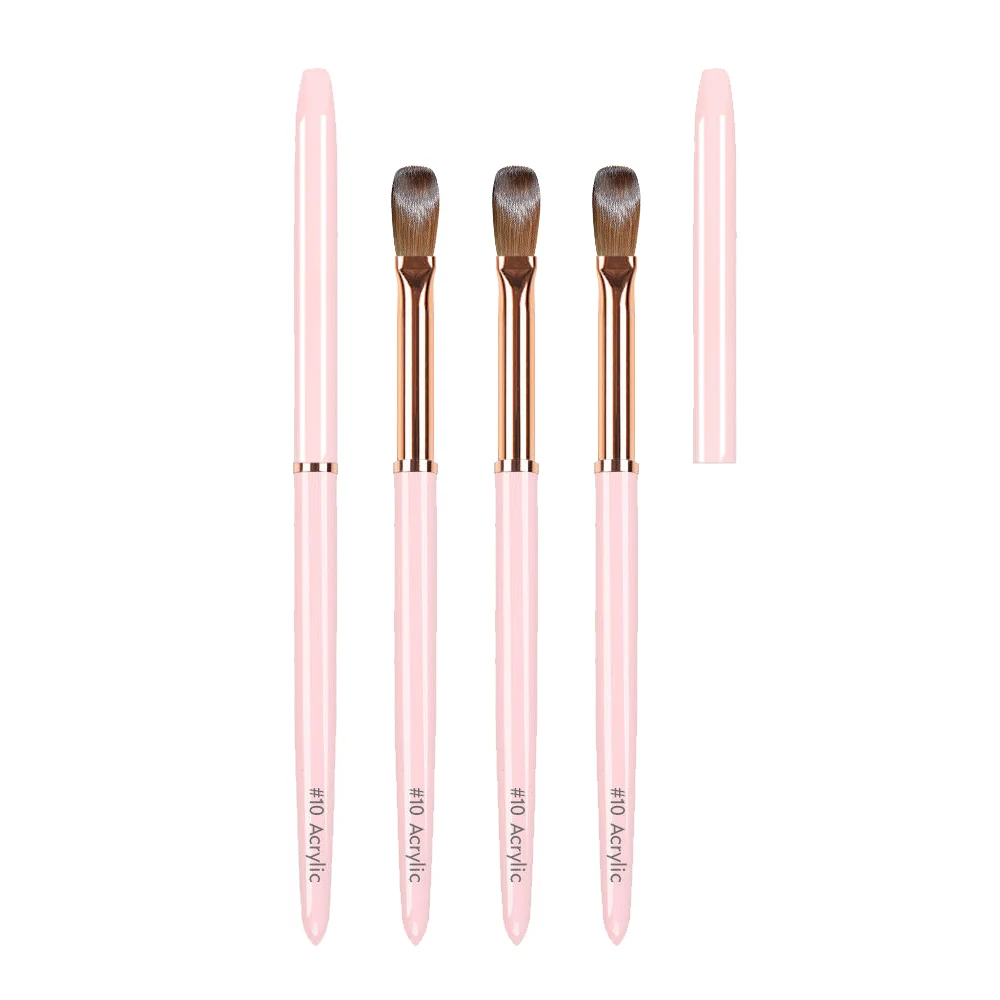 ANGNYA Custom Private Label Pink Metal Handle Crimped 100 Pure Kolinsky Acrylic Nail Brush For Acrylic Nail Art