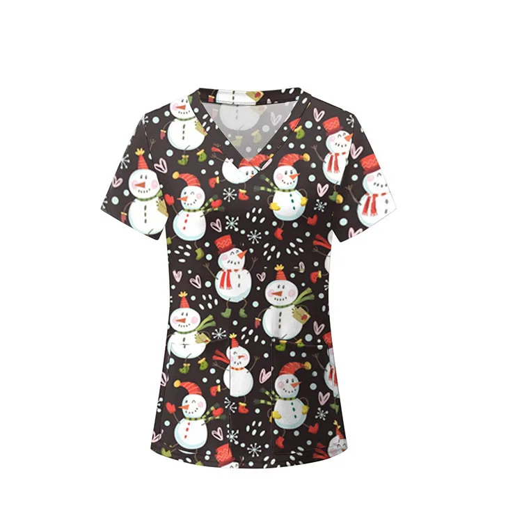 Christmas pattern nursing scrubs hospital healthcare scrub uniforms