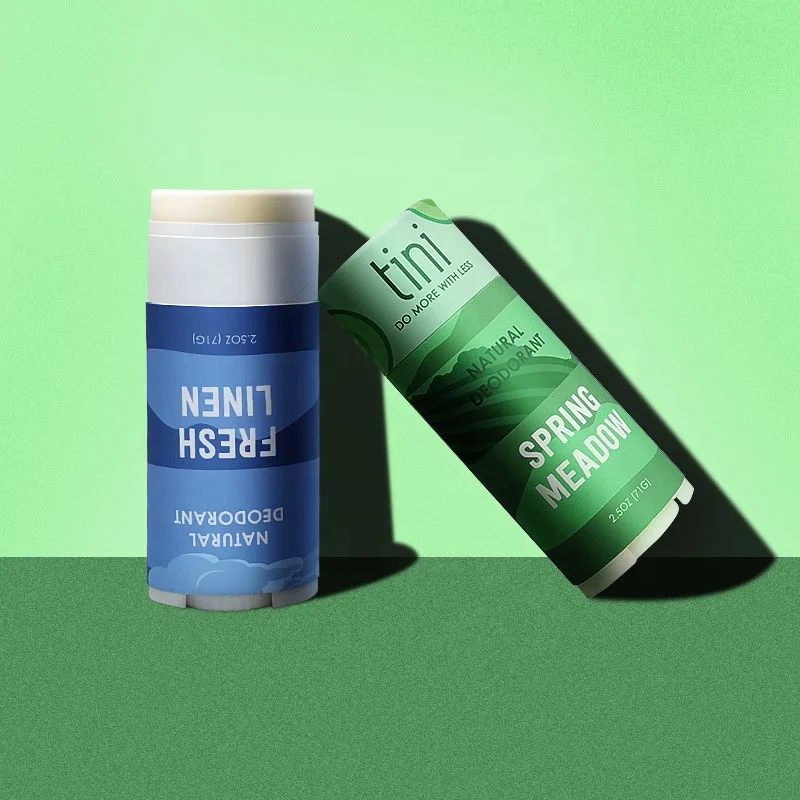Empty Twist Up Deodorant Stick Containers 80% Less Plastic Body Butter Container Eco Oval Paper Tube Deodorant Packaging