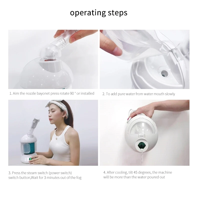 home skin ozone nano ionic spa portable professional  inhaler machines wholesale guangzhou face nose steam facial steamer