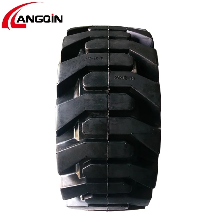 LANGQIN brand 27x12-15 construction machinery available loader solid tire wear-resistant explosion-proof free inflation