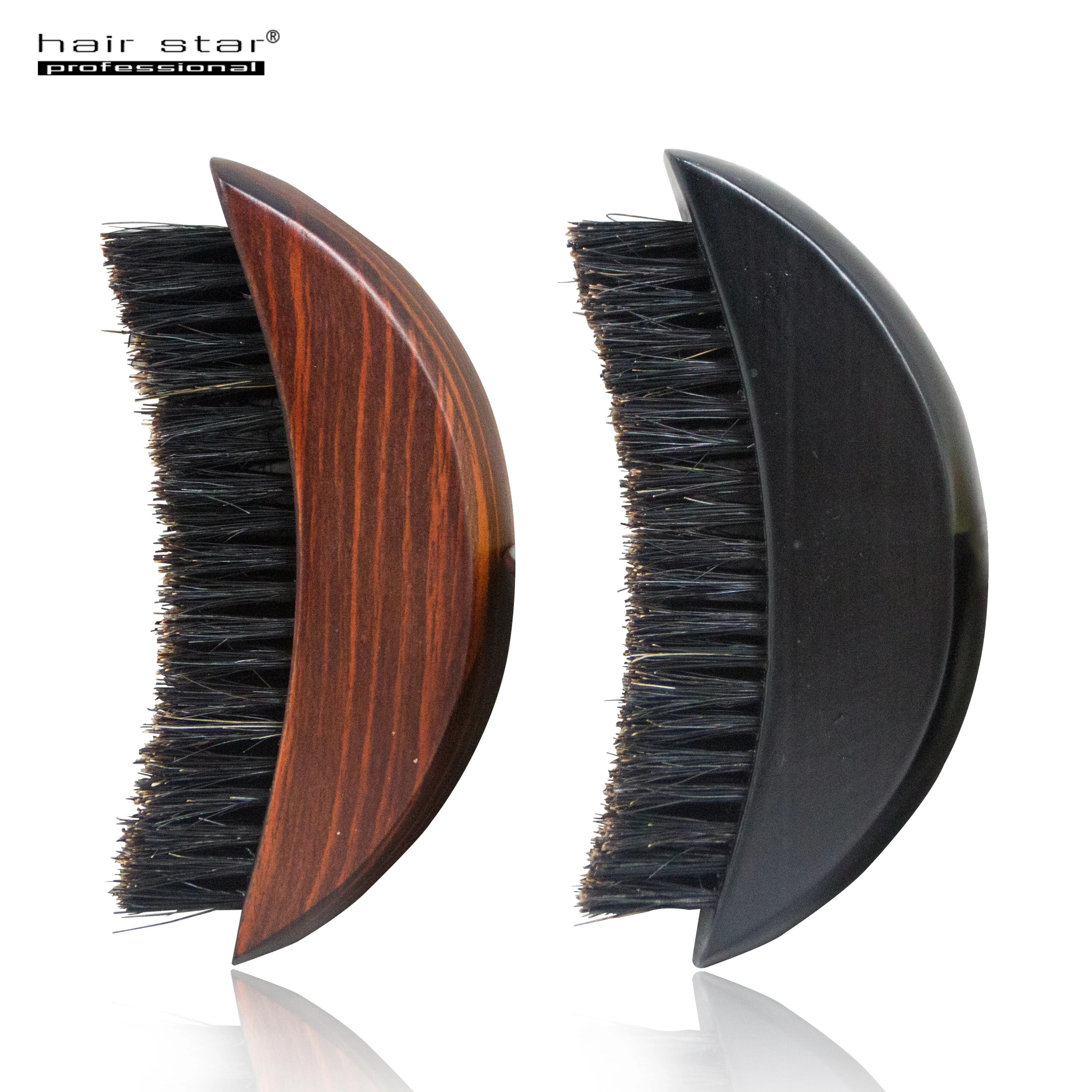 Boar Bristle Wave Brush Moon Type Men Mustache Brush Beard Comb Facial Cleansing Brush  Wood Anti static Barber