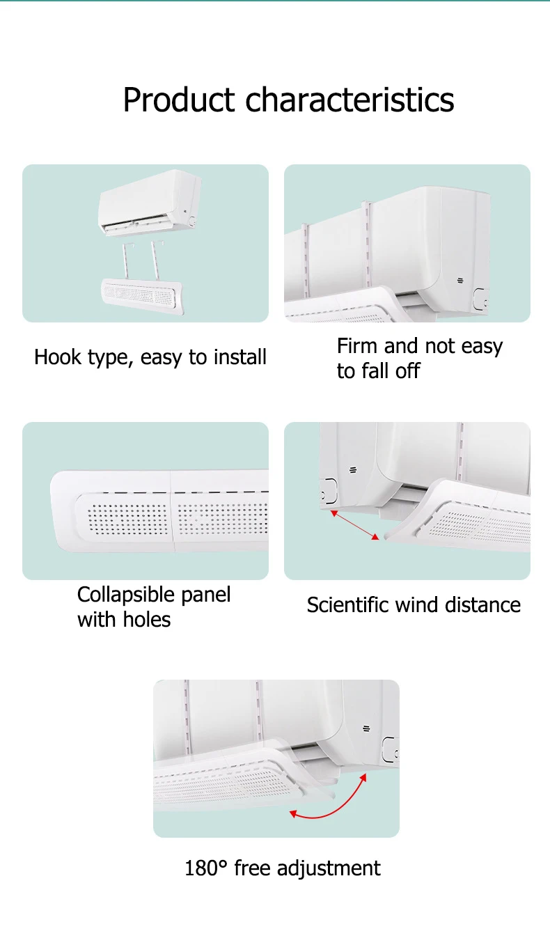New wall-mounted folding white air conditioner deflector air conditioner windshield adjustable air conditioner cover