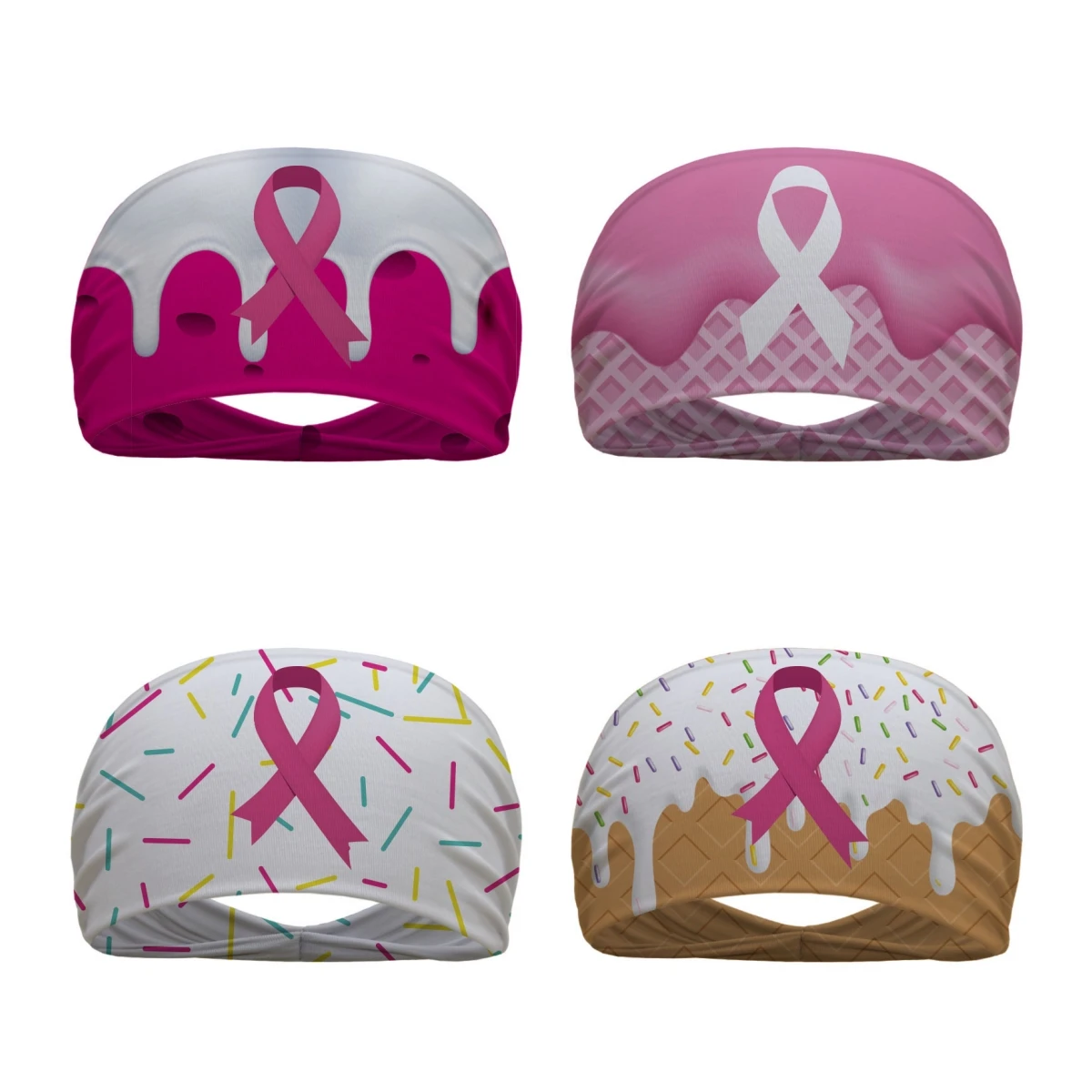 Ice Creamm Pink Headbands Wide Sports Headbands for Yoga Cycling Running Men Women sweatbands Custom logo design Head Bands