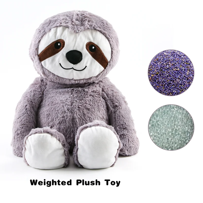 Anxiety And Depression Lavender Scented Soft Cute Stuffed  Sensory Oven Gray Sloth Weighted Microwavable Plush Toy For Kids