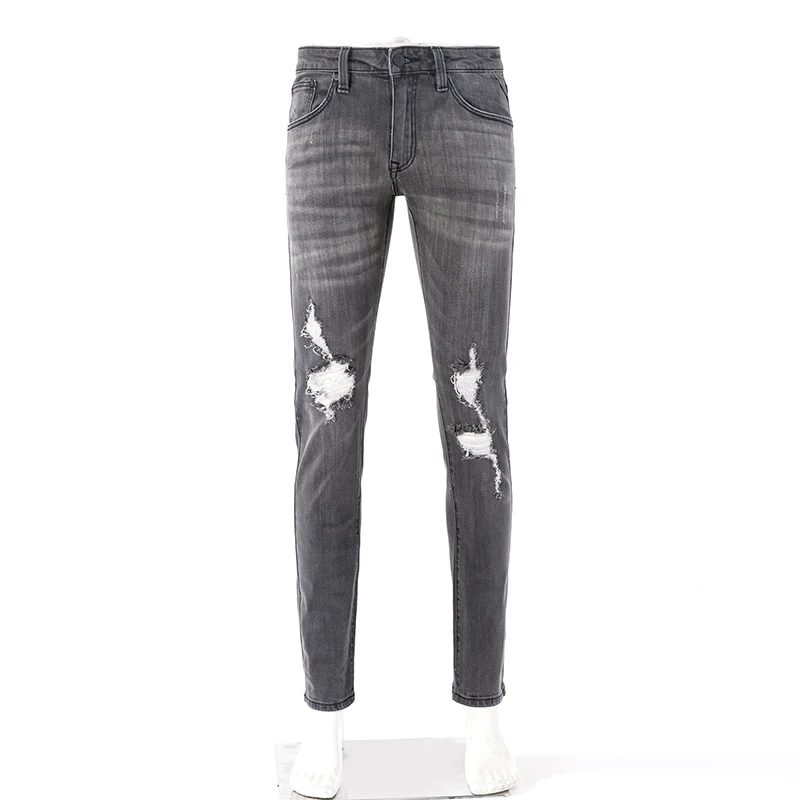 Bluedot Custom 2021 smoky gray casual all-match ripped fashionable jeans boy