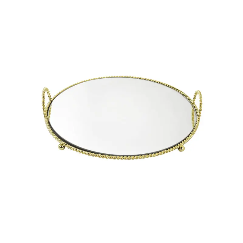 Unique Round Metal Serving Tray with Glass New Designs of Food Serving Trays for Home Decpr or Party in Stock