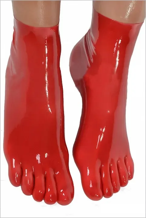 Unisex Man Woman Solid Color latex fetish toe socks rubber 5 toes  latex socks short latex toe sock