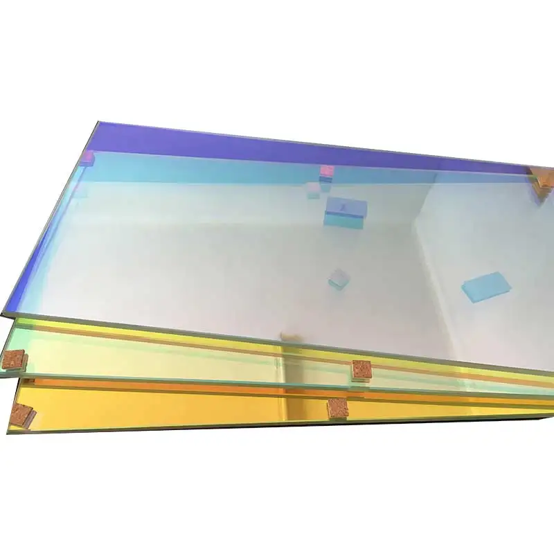Colorful glass  Gradient Color Building Iridescent Dichroic Coating effects Glass for architecture