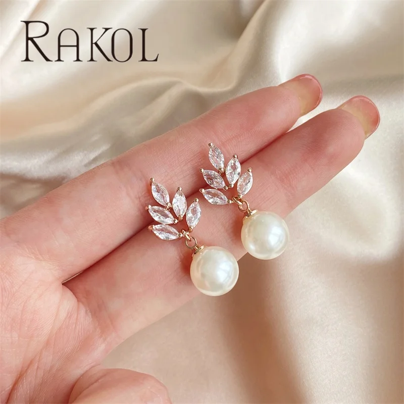 RAKOL EP499 18K Gold Freshwater Pearl Zircon Custom Good Quality Fashion fine Jewelry