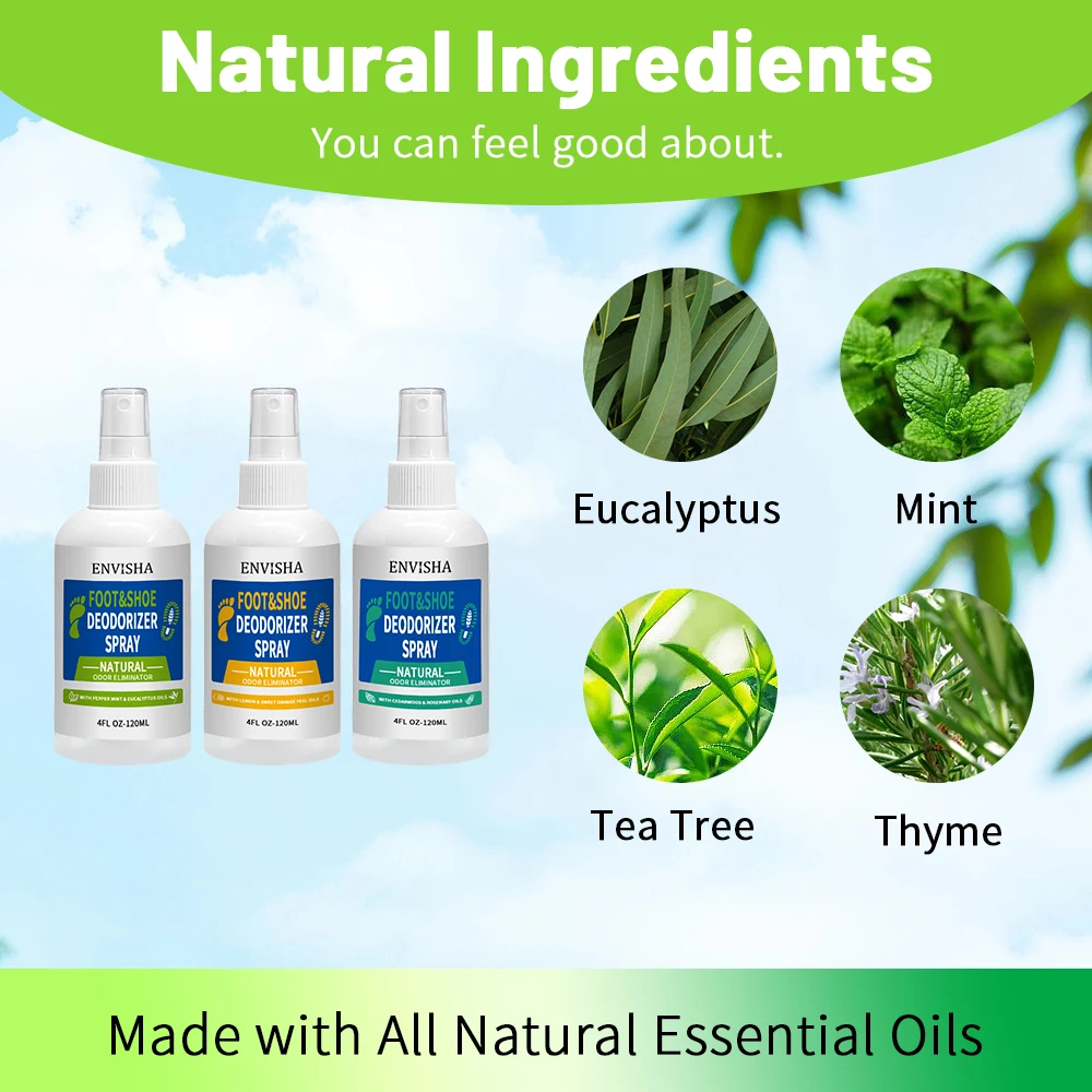 Strong Effective Natural Cooling Odor Neutralizing Shoe Deodorizer Foot Spray And Shoe Odor Eliminator For Men And Women