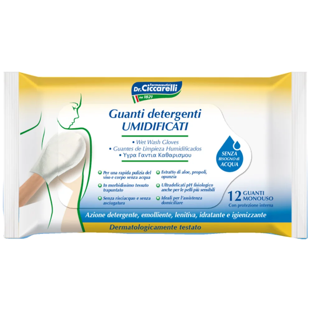 
Italian Disposables Wet wash glove with Aloe and anti-bacterial action 12 pcs 