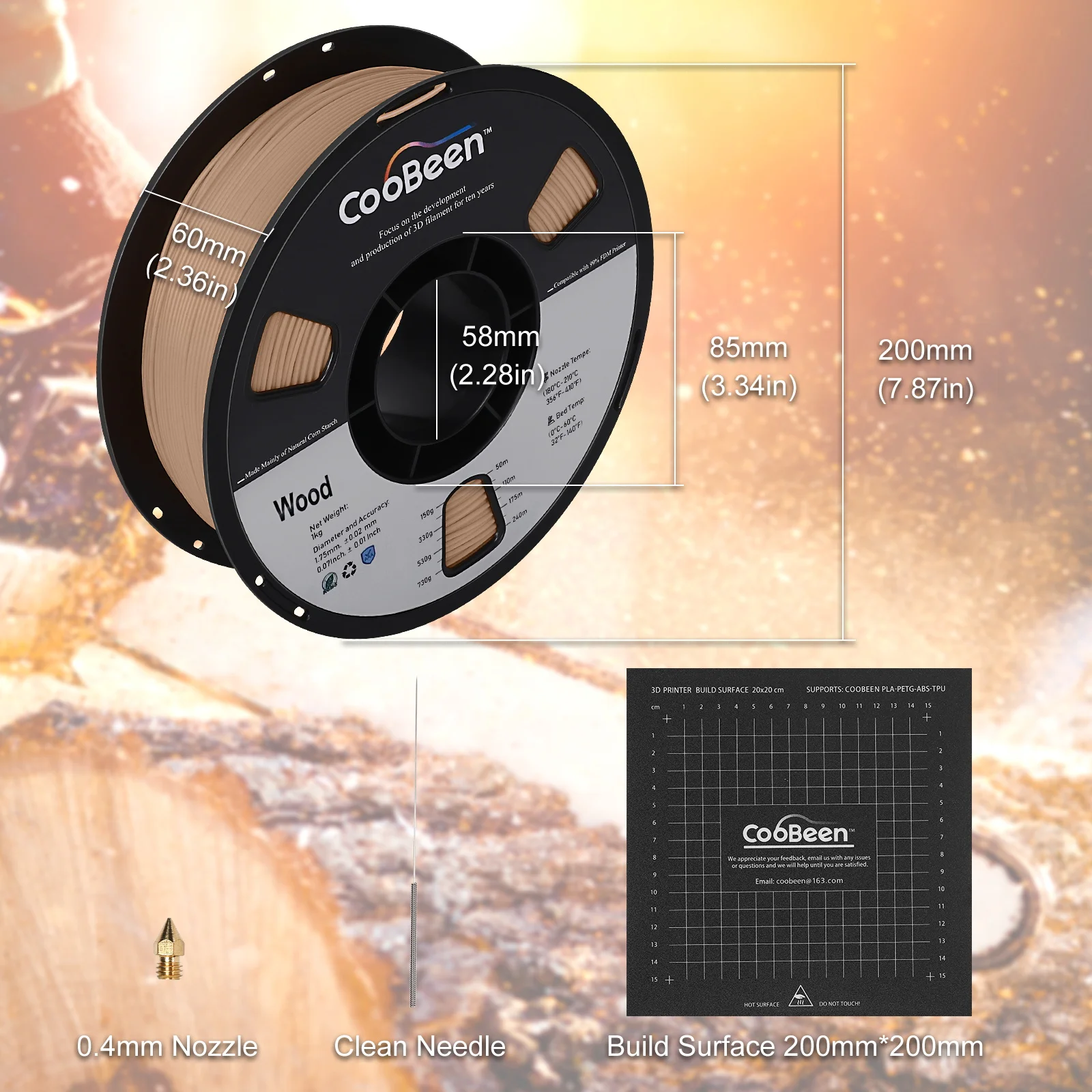 Coobeen Высокое качество 1,75 мм/1 кг деревянной PLA основе нити аккуратно обмотки для 3D принтер по ограничению на использование опасных материалов в производстве 3D принт нить завод