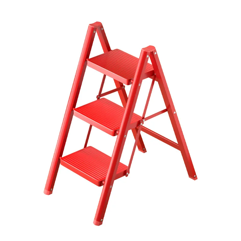 Wholesale of red household ladders thickened multifunctional steel ladders household folding ladders