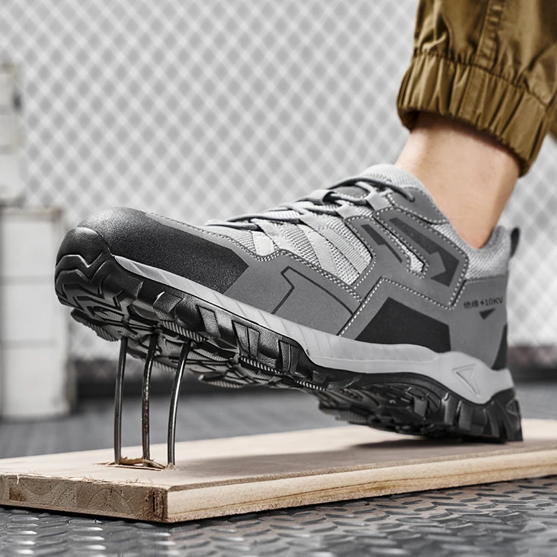 JINGTU Insulated 10KV anti-puncture Ultra light safety shoes with rubber and plastic sole for men