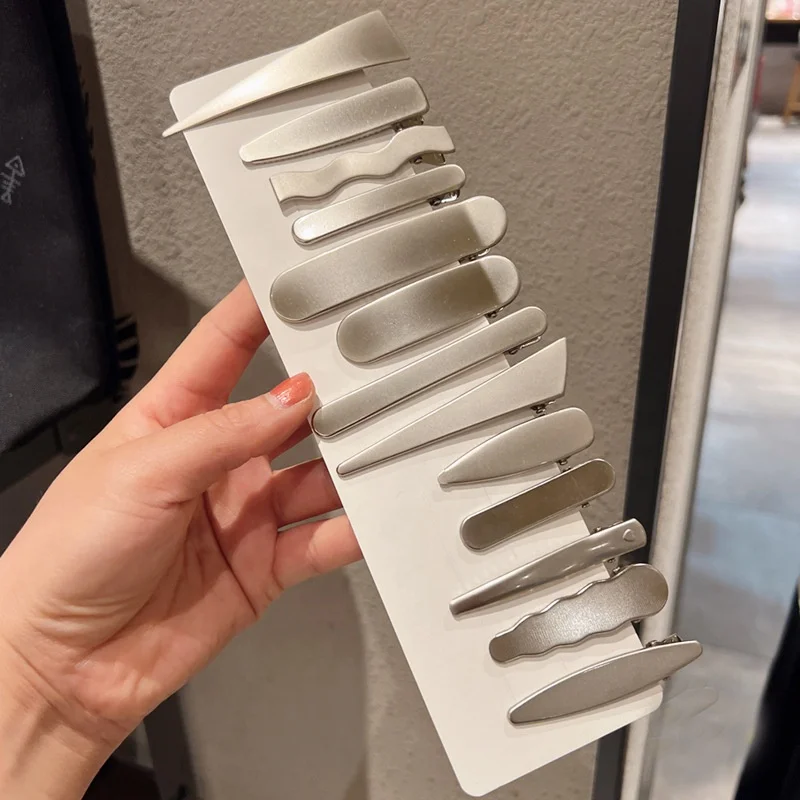 Eico Metal Hairpin Simple Geometric Shape Bangs Girl Hair Clips  One Line Duckbill Clip Accessories Women