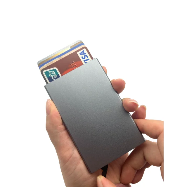 New Trend Personalised Minimalist Wallet Aluminum Metal Credit Card Holder Mens Slim Rfid Block Pop Up Wallet For Gifts