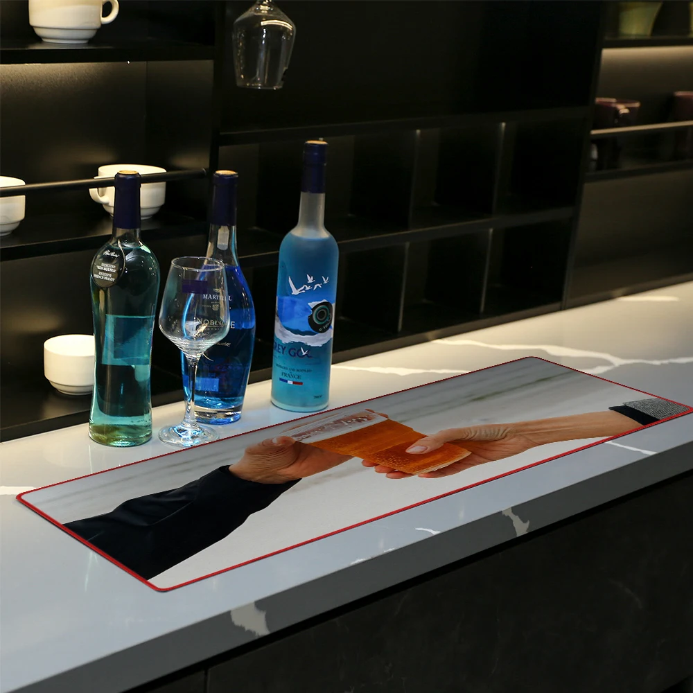 Custom Sublimation Antiskid Cafe Rubber Bar Mat Colorful Design Non-Woven Bar Runner Mat