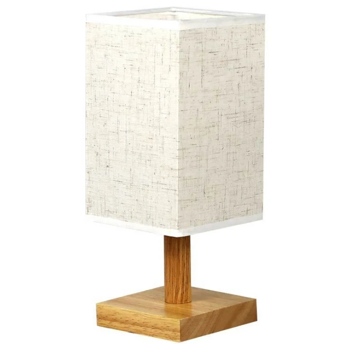 Nordic solid wood fabric plug type desk lamp decoration bedroom bedside lamp