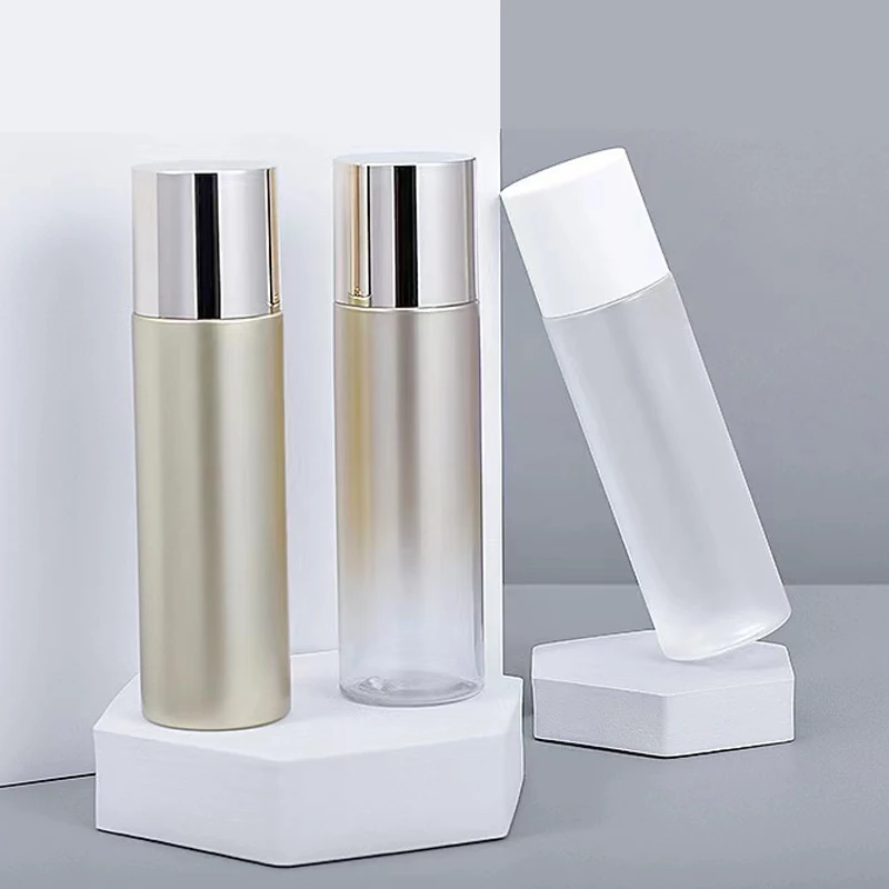 100ml 120ml 150ml 200ml 250ml Custom logo Frosted PET Round toner Bottle with screw cap cosmetic plastic packaging