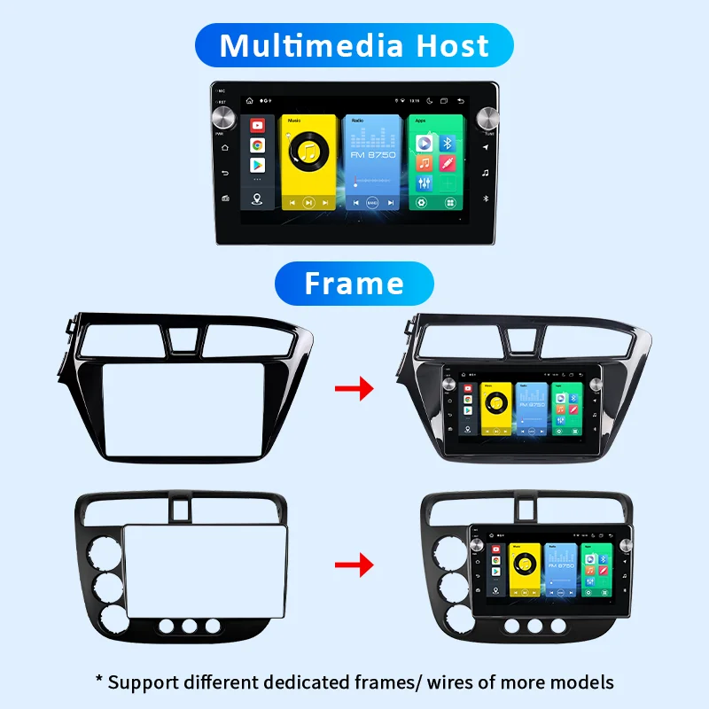 KLYDE 9/10/12 Inch Touch Screen Android 13 Car Radio QLED/IPS 1280*720 GPS Navi Stereo Audio 2DIN Multimedia Player