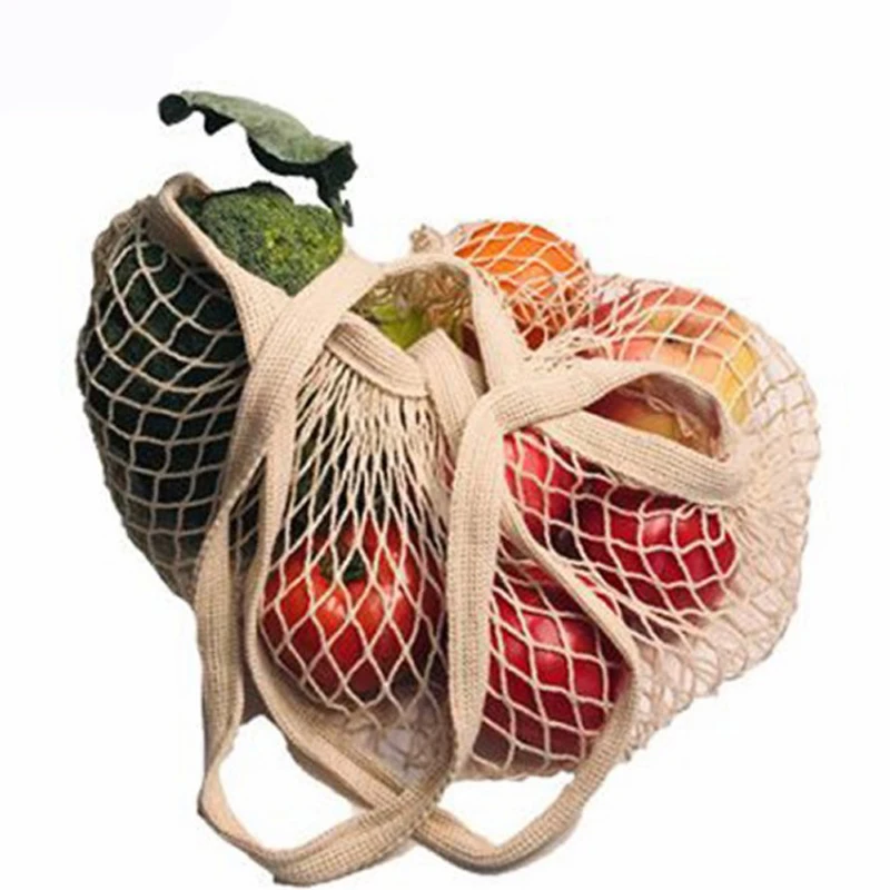 Reusable Organic Cotton Mesh Tote Bag Shopping Cotton Mesh Produce Bags Fruit Vegetable Mesh Bag With Custom Logo