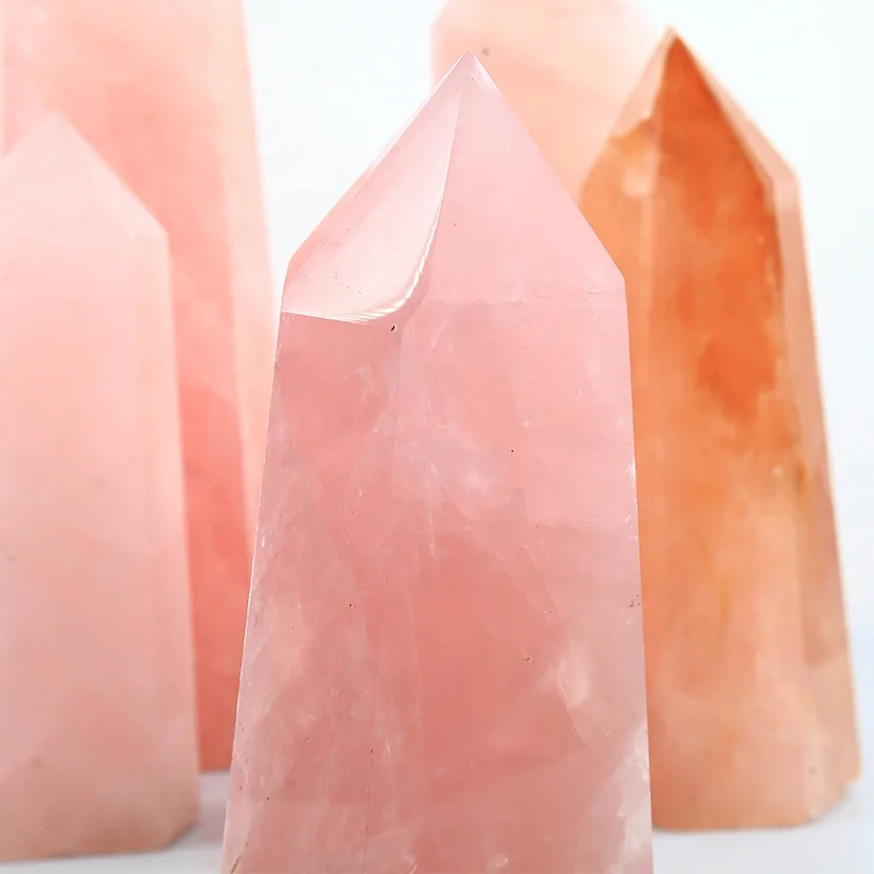 Wholesale Natural large Crystal Obelisk Top Quality Natural Rose Quartz Crystal big Wands Points