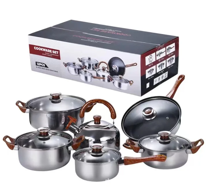 Kitchen Cookware 12 pieces Combination Camping Pot Set Titanium Cook Pot Pure Titanium Cookware Sets Non-Stick Wok Pan Set