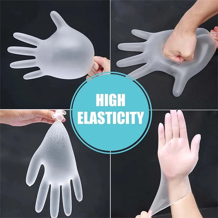 China Cheap Great Large stock 100pcs per Box Clear Transparent Soft Food Grade Vinyl Power Free PVC  Gloves