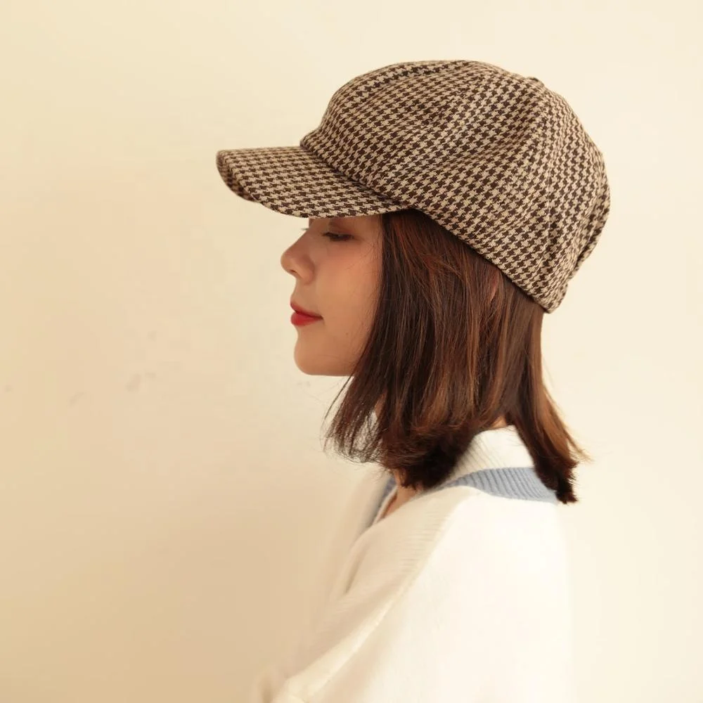 Beret Herringbone Newsboy Cap Flat Cap Bakerboy Hat Gatsby Peaky Blinders Cap Factory MOQ 50pcs