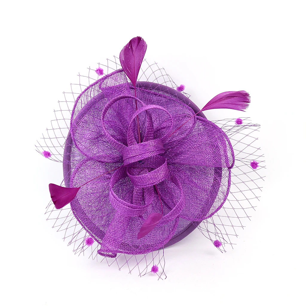 Premium Fashion Feather Fascinators Multicolour Flower Kentucky Derby Hats Sinamay Hat Bride Headband Athleisur Beanie Female