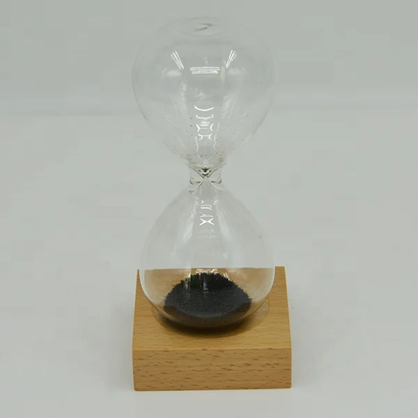 Iron Filings Hourglass With Wood Base Magnetic Sand Timer Hourglass