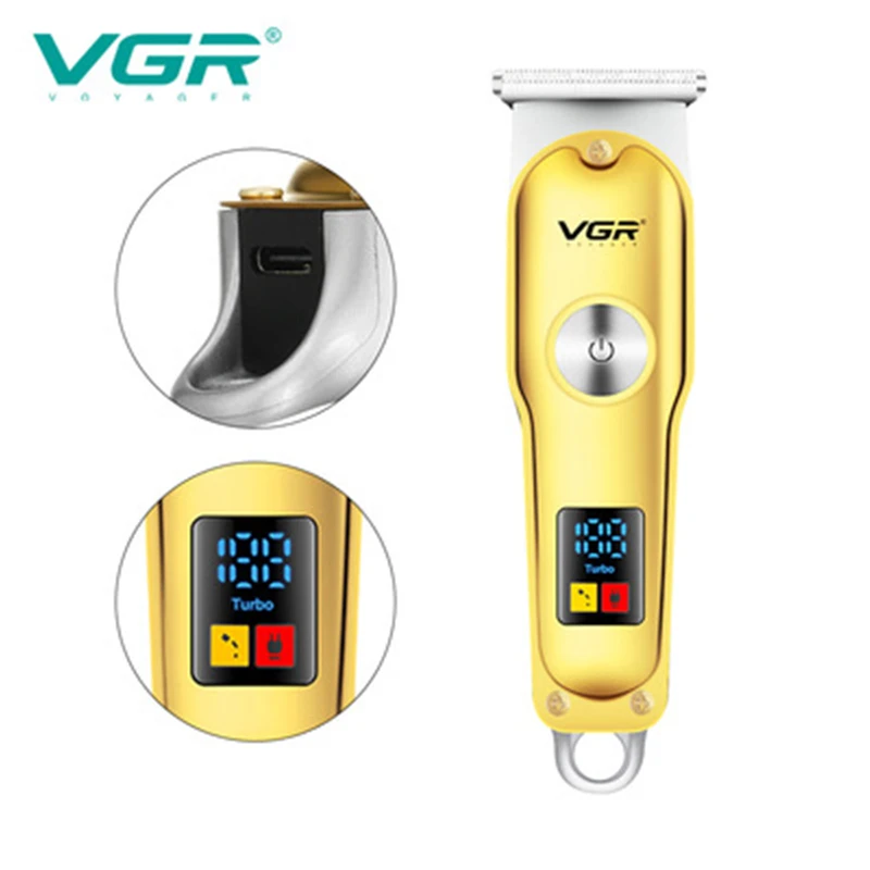 VGR-290 hair trimmer rechargeable Hair cutting machine LED oilhead Hairdresser carcving Golden beard trimmer shaver