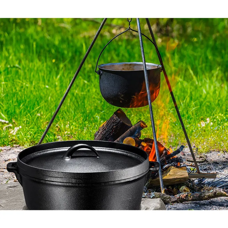 Campfire Pre Seasoned Cast Iron Camp Oven 4-6 Quart High Quality Vegetable Oil Coating