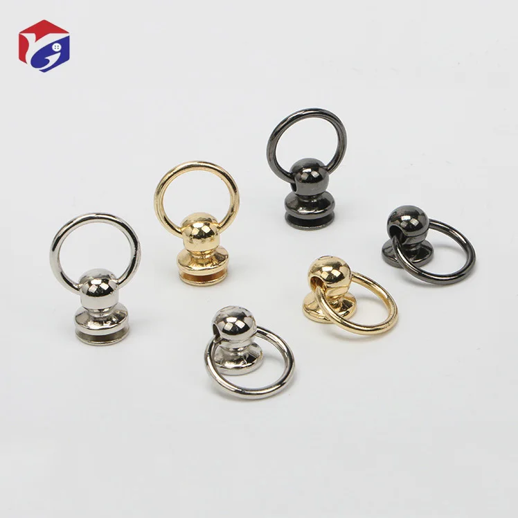 Screw Back Screw Rivet Stud Silver Round Head Nail with Pull Ring DIY Accessory Nail for Leather Craft Clothes Bags Hats Belts