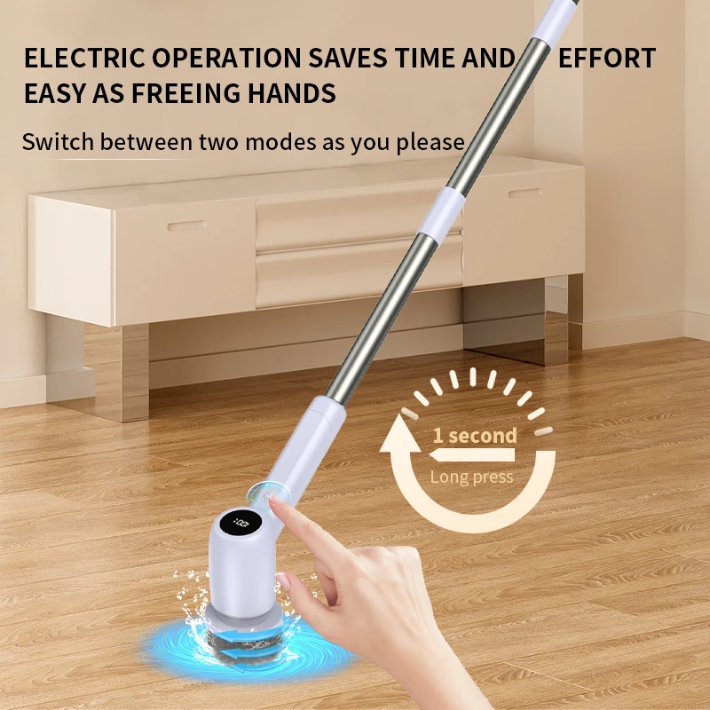 Handle Adjustable Extension 8 Heads Electric Spin Scrubber Bathroom Kitchen Cordless Cleaner Brush For Cleaning Floor Scrubber