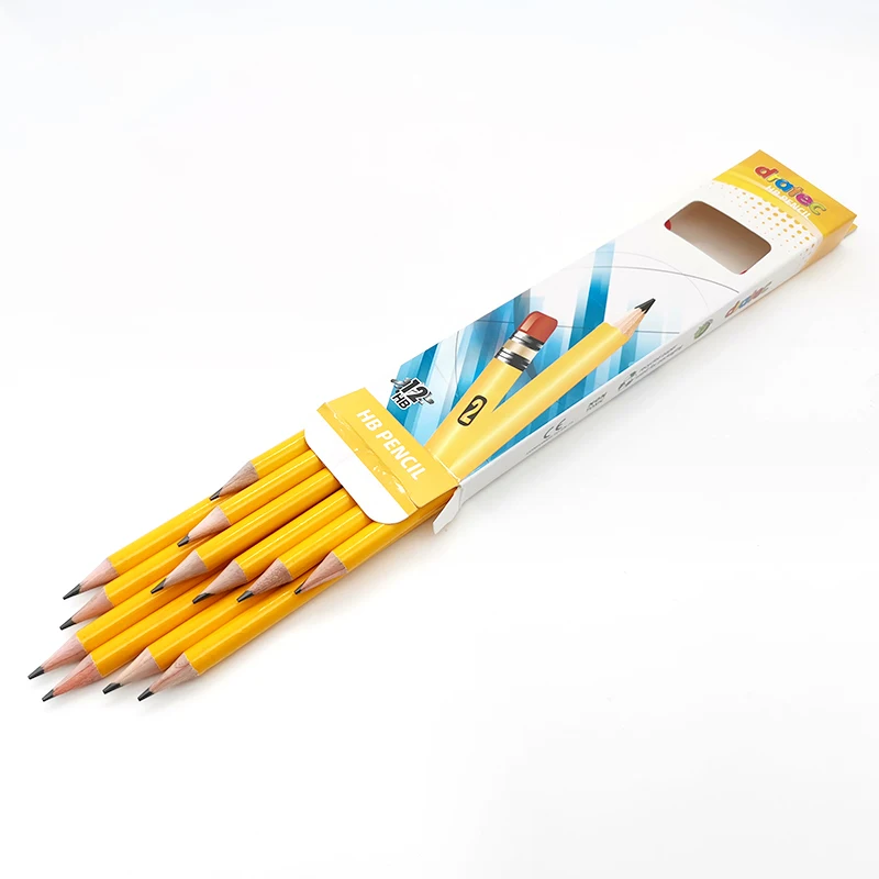 Office & school supplies standard wooden pencil set custom number 2 pencils with eraser mongol pencil with box