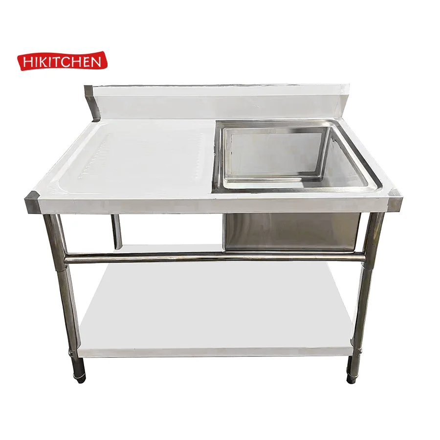 China best quality brushed steel sink deep stainless steel laundry single bowl utility sink with drainboard