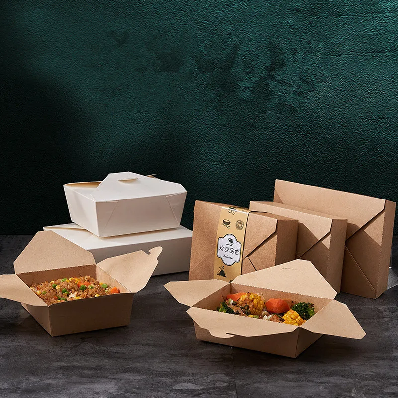 Customize print logo Hamburg fried chicken packaging box set disposable white cardboard meal box packaging for lunch paper box