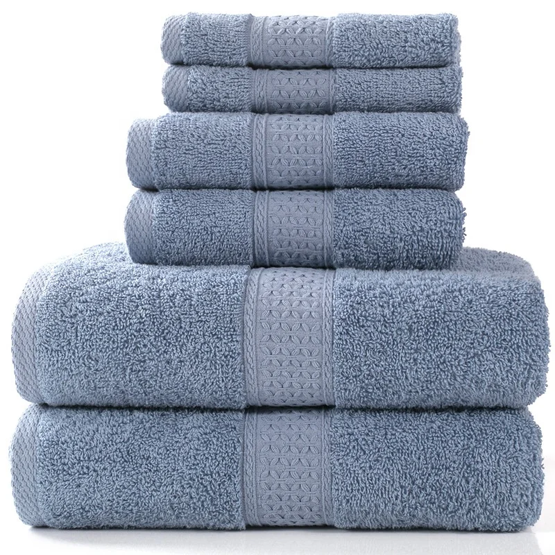 Custom printed  logo 100% cotton hotel towel  bathroom towels 6 pcs set
