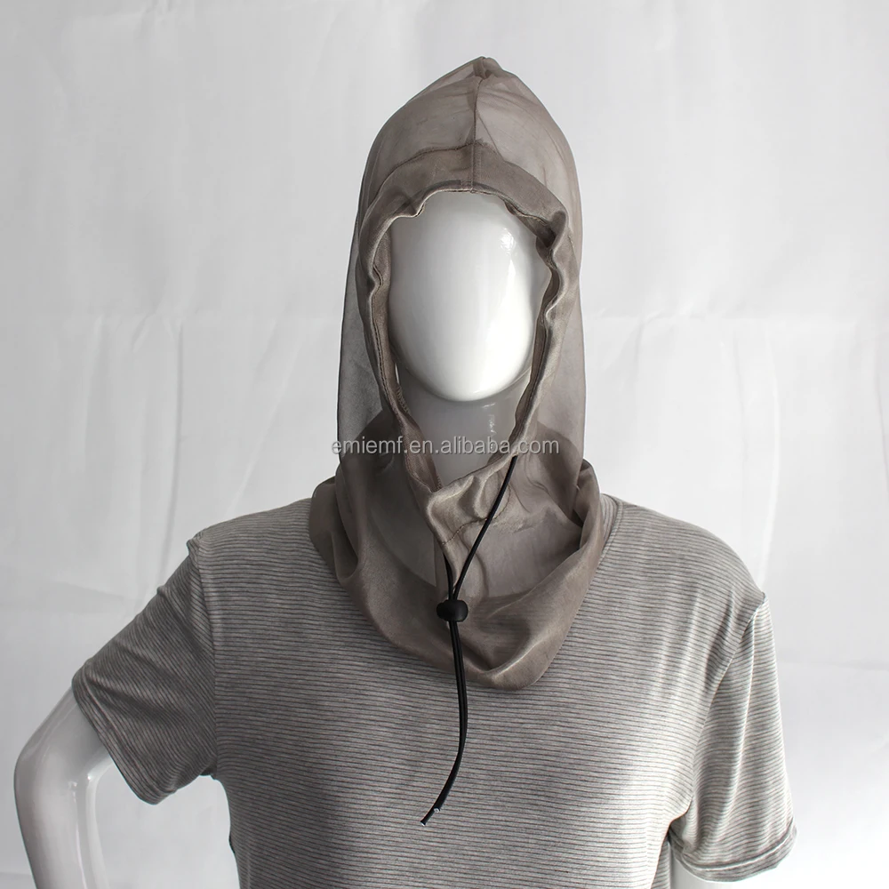 BLOCK EMF Anti Radiation Fabric EMI and RF Shielding EMF hat 100% silver mesh hoodie hat 100% silver