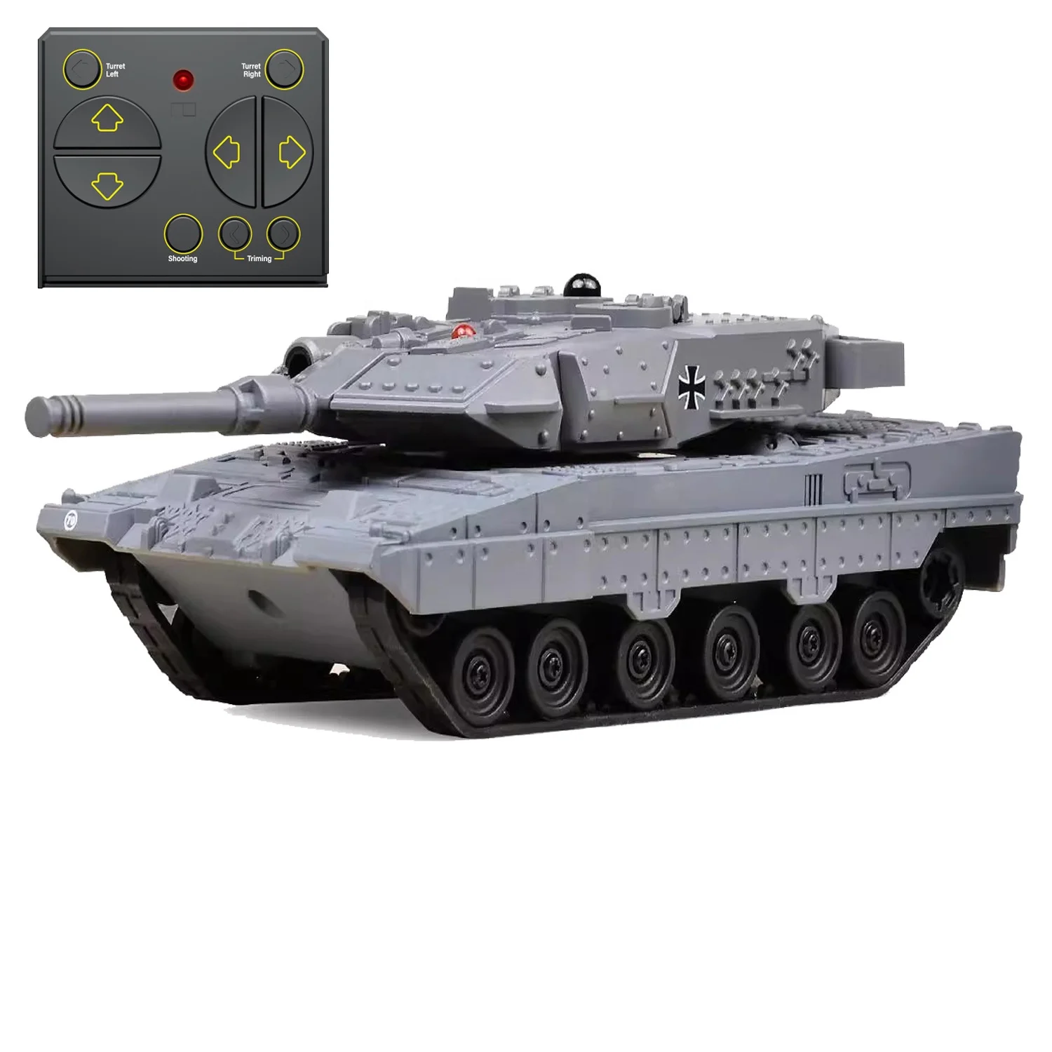 KK 2024 New 6 Functions Remote Control Tank Toy With Sound Light,Simulation 2.4Ghz RC Combat Battle Tank Car Toys For Boys Kids