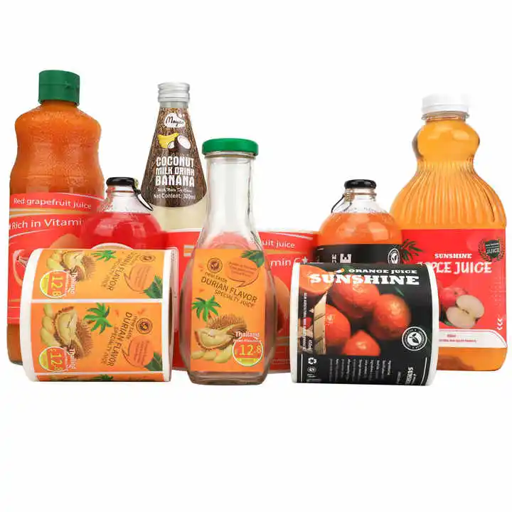 Custom Soda stickers Adhesive Beverage Sticker Vinyl stickers food and beverage Waterproof label for water bottles industries